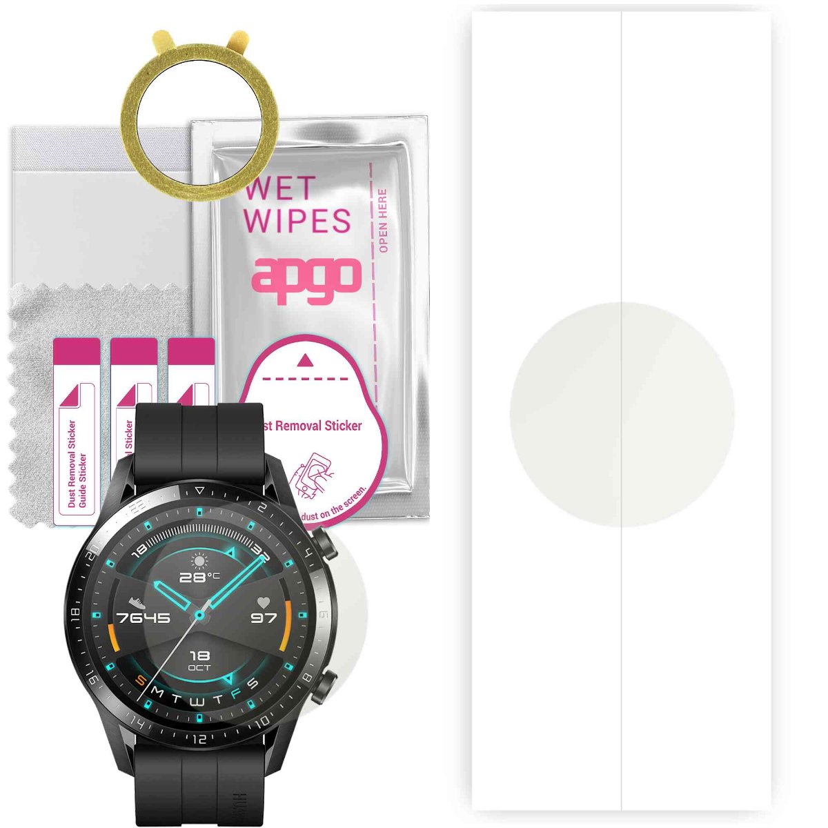 1x Folia hydrożelowa MATOWA do Huawei Watch GT - apgo Smartwatch Hydrogel MATTE Protection Ochrona na ekran smartwatcha