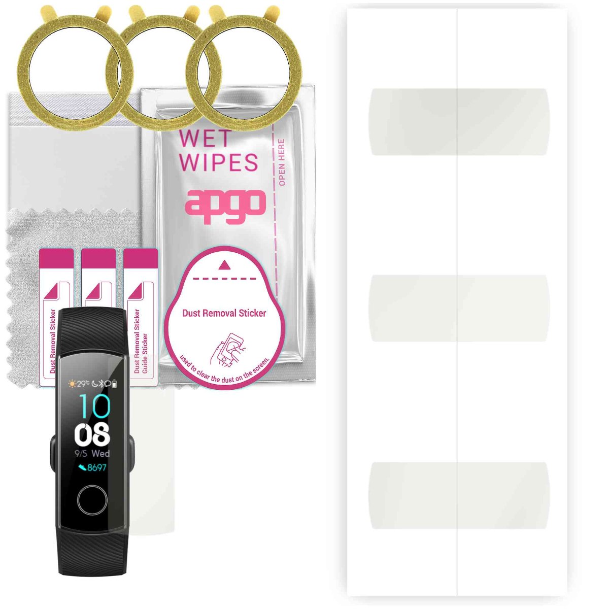 3x Folia hydrożelowa MATOWA do Honor Band 4 - apgo Smartwatch Hydrogel MATTE Protection Ochrona na ekran smartwatcha