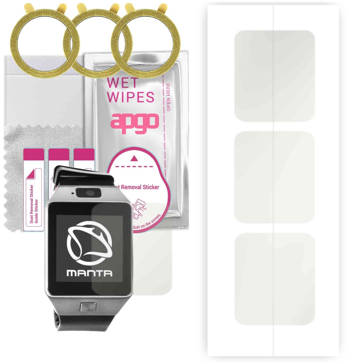 3x Folia hydrożelowa MATOWA do Manta MA427 - apgo Smartwatch Hydrogel MATTE Protection Ochrona na ekran smartwatcha