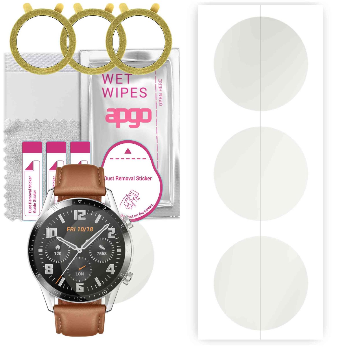 3x Folia hydrożelowa MATOWA do Huawei Watch GT 2 46mm - apgo Smartwatch Hydrogel MATTE Protection Ochrona na ekran smartwatcha