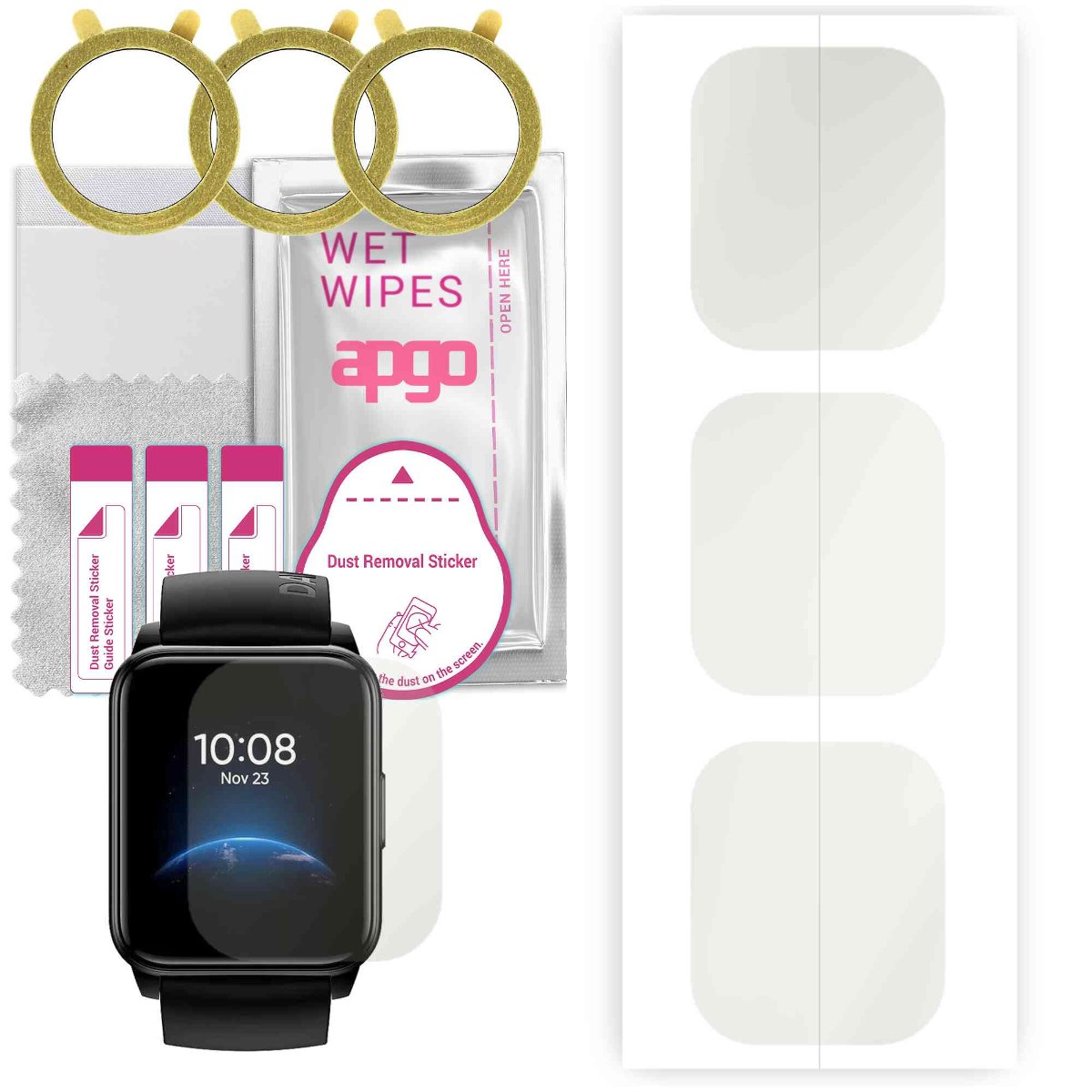 3x Folia hydrożelowa MATOWA do Realme Watch 2 - apgo Smartwatch Hydrogel MATTE Protection Ochrona na ekran smartwatcha