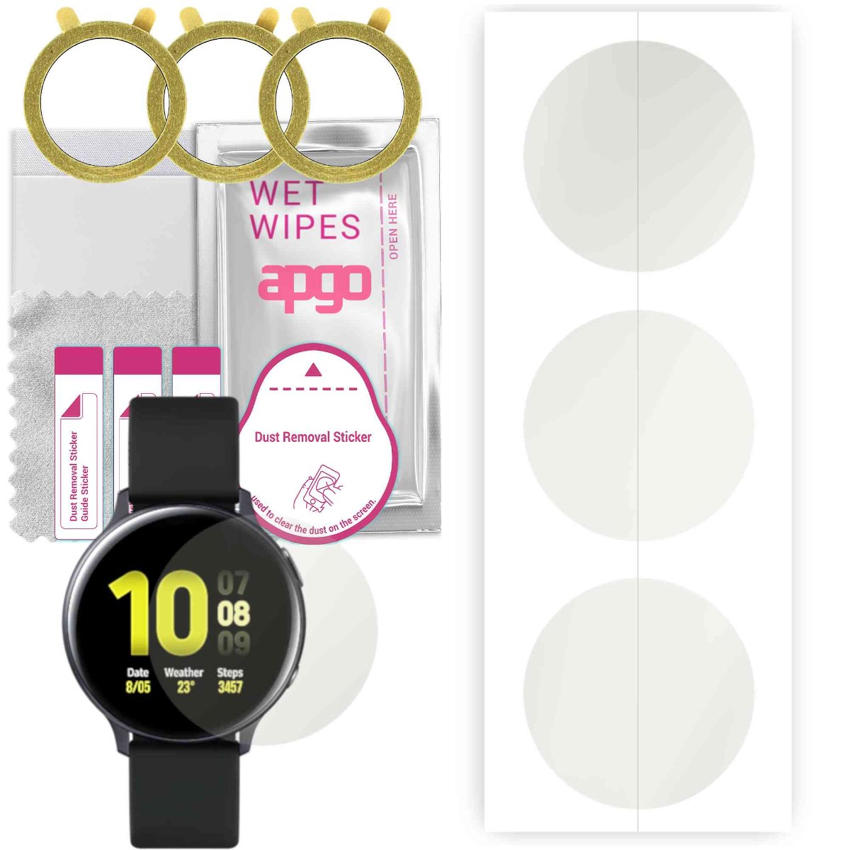 3x Folia hydrożelowa MATOWA do Samsung Galaxy Watch Active 2 44mm - apgo Smartwatch Hydrogel MATTE Protection Ochrona na ekran smartwatcha