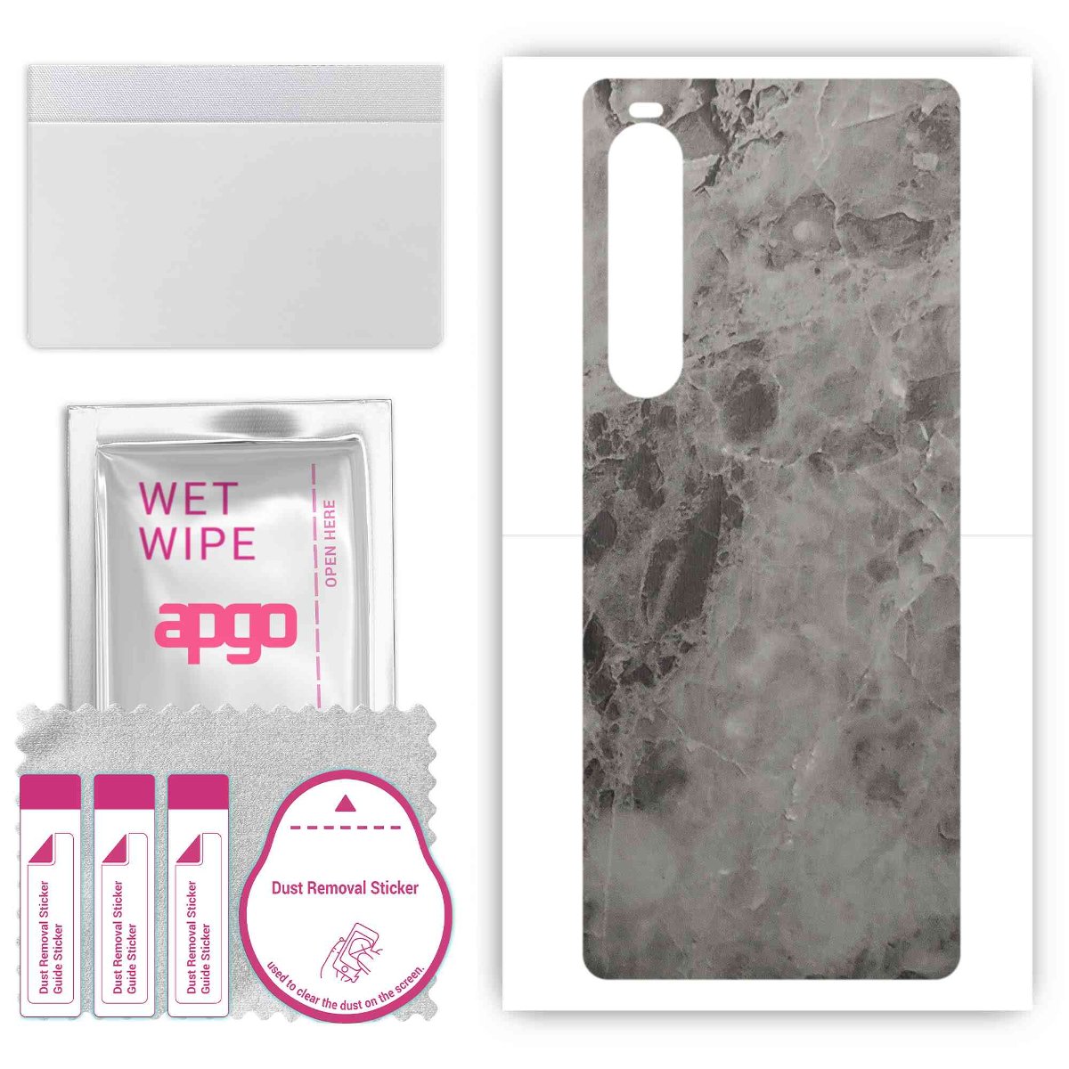 Folia naklejka skórka strukturalna na TYŁ do Sony Xperia 10 V -  Marmur Czarny - apgo SKINS