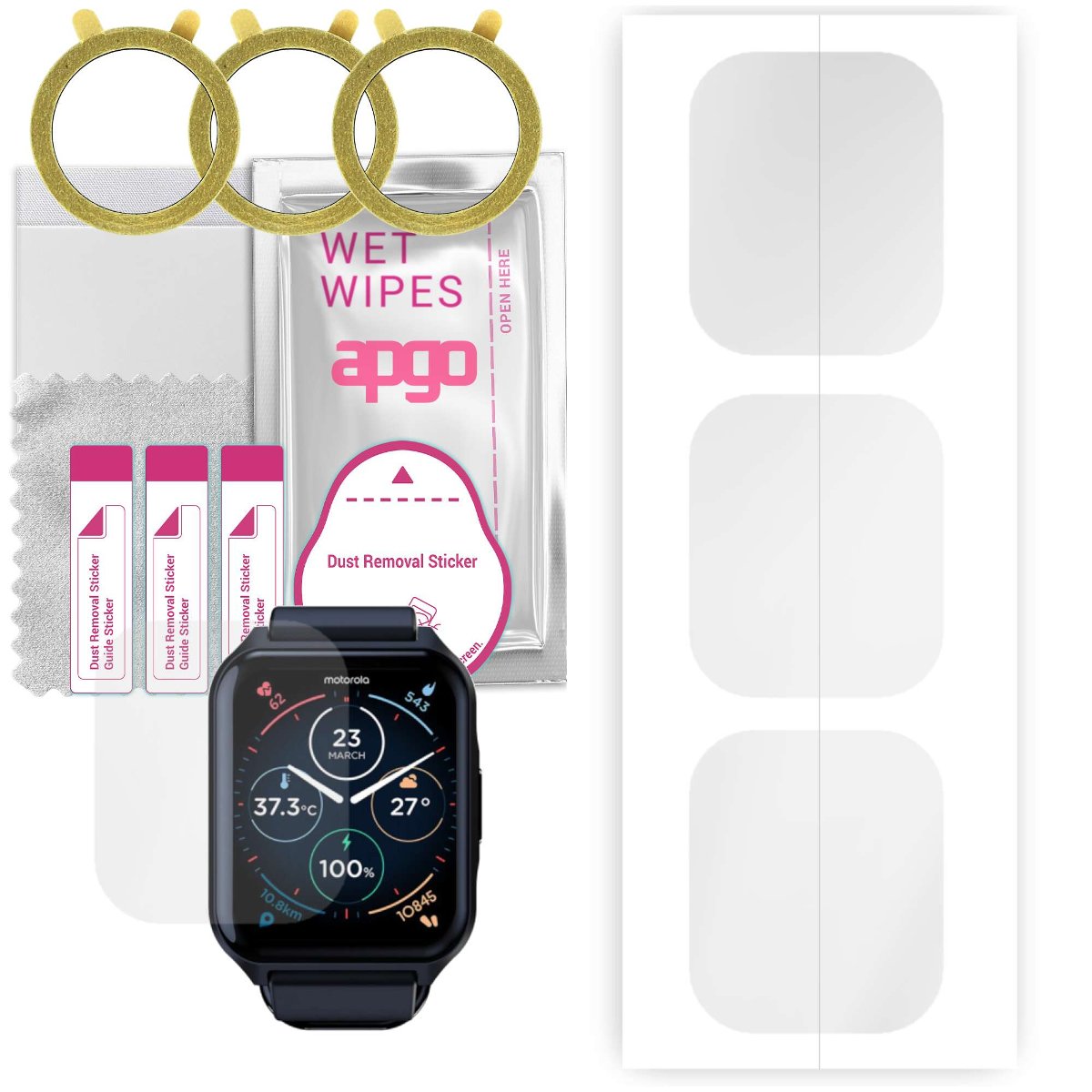 3x Folia hydrożelowa do Motorola Moto Watch 70 - apgo Smartwatch Hydrogel Protection Ochrona na ekran smartwatcha