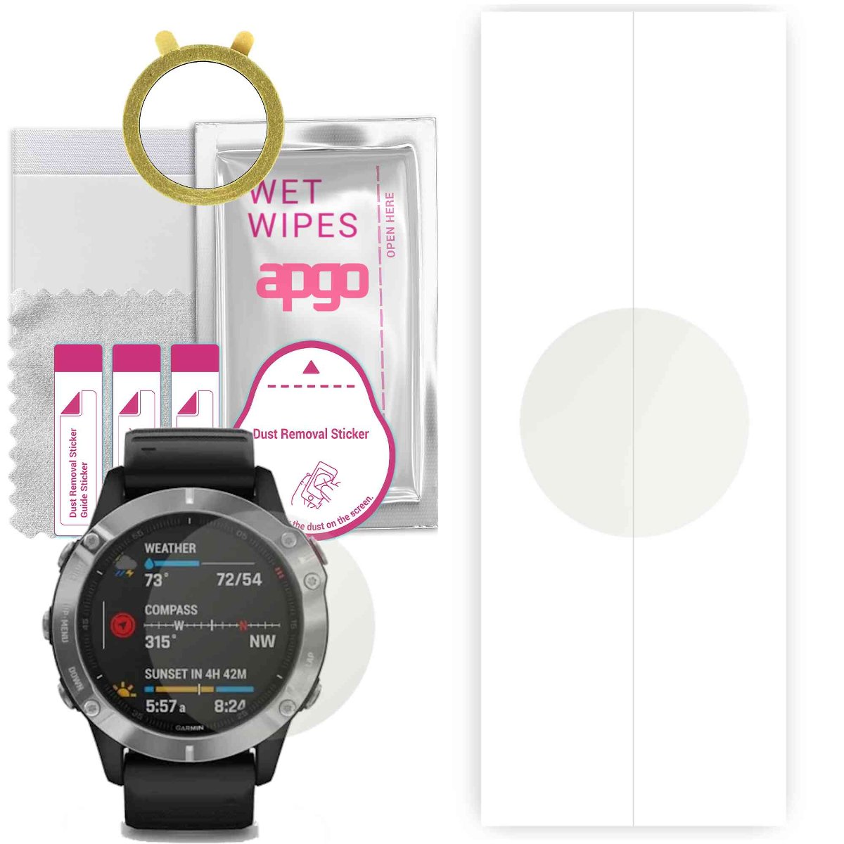 1x Folia hydrożelowa MATOWA do Garmin Fenix 6 - apgo Smartwatch Hydrogel MATTE Protection Ochrona na ekran smartwatcha