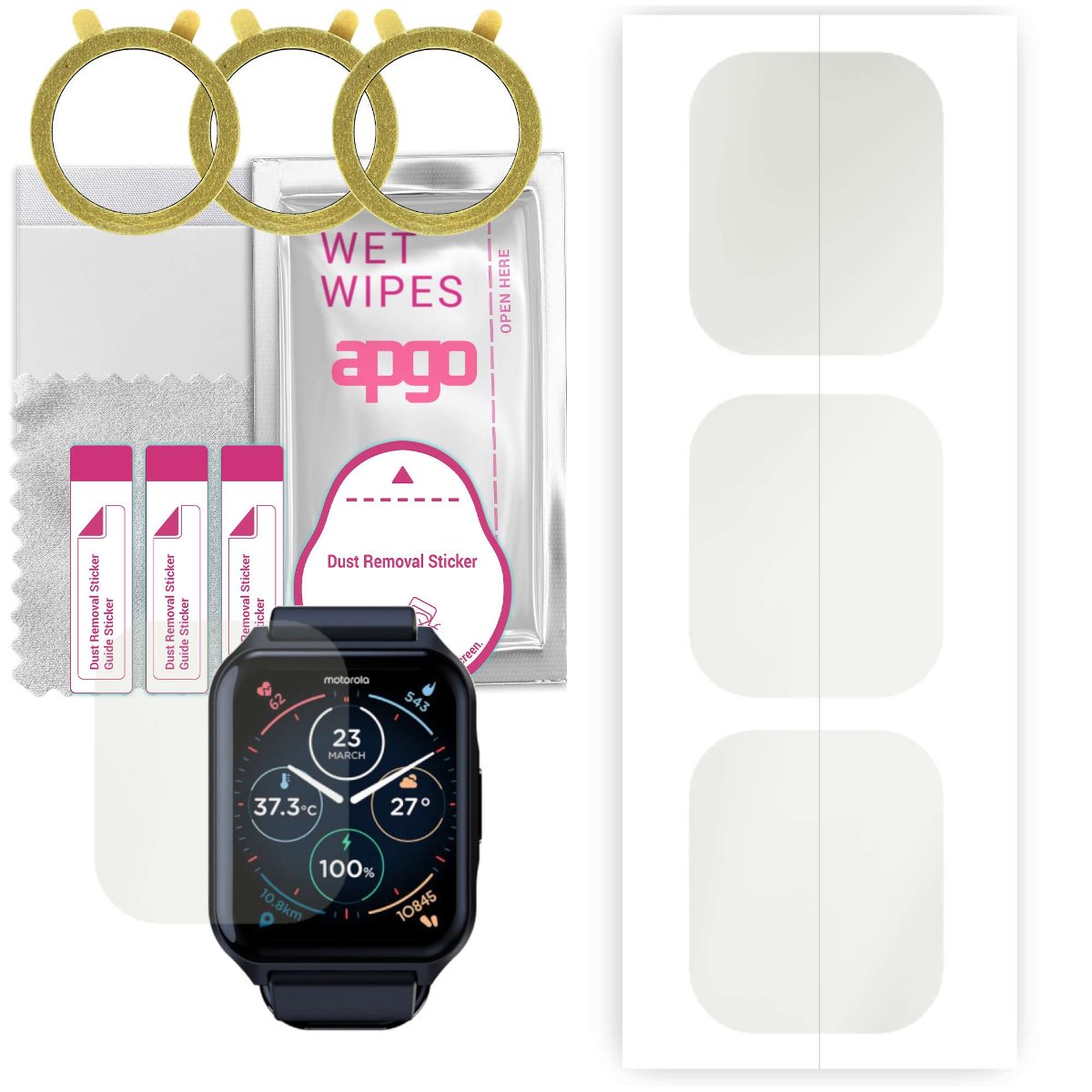 3x Folia hydrożelowa MATOWA do Motorola Moto Watch 70 - apgo Smartwatch Hydrogel MATTE Protection Ochrona na ekran smartwatcha