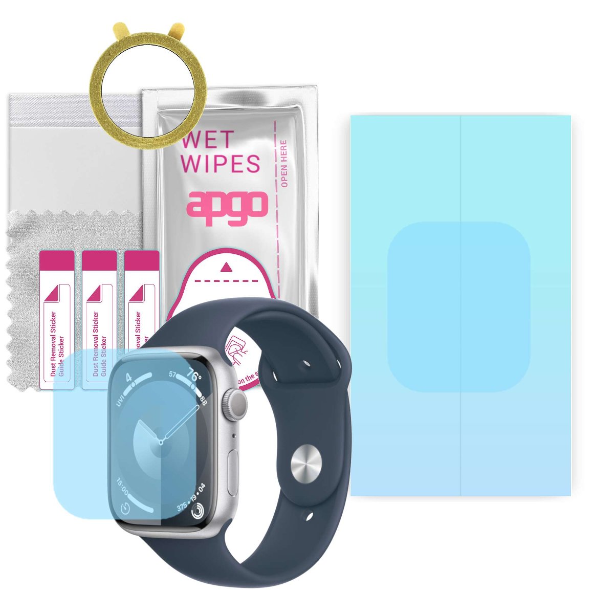 1x Folia hydrożelowa do Apple Watch Series 9 (45mm) -  apgo HD HQ FLEX Smartwatch Hydrogel Protection Ochrona na ekran smartwatcha