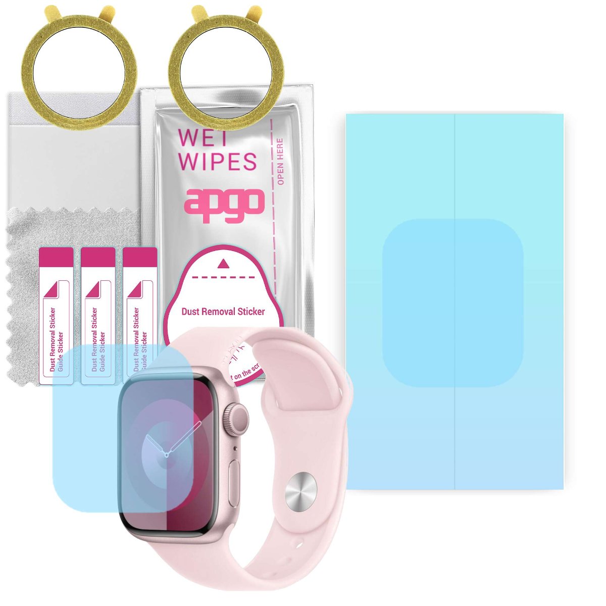 2x Folia hydrożelowa do Apple Watch Series 9 (41mm) -  apgo HD HQ FLEX Smartwatch Hydrogel Protection Ochrona na ekran smartwatcha