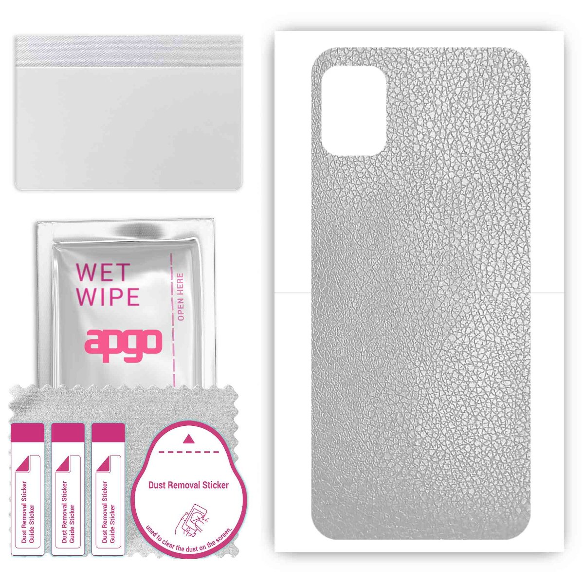 Folia naklejka skórka strukturalna na TYŁ do Nokia C300 -  Skóra Srebrna - apgo SKINS