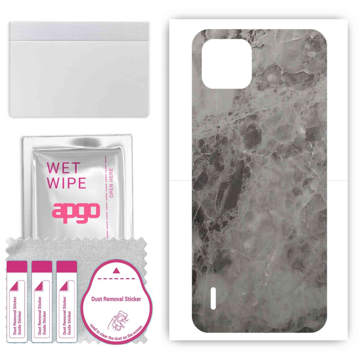 Folia naklejka skórka strukturalna na TYŁ do Nokia C110 -  Marmur Czarny - apgo SKINS