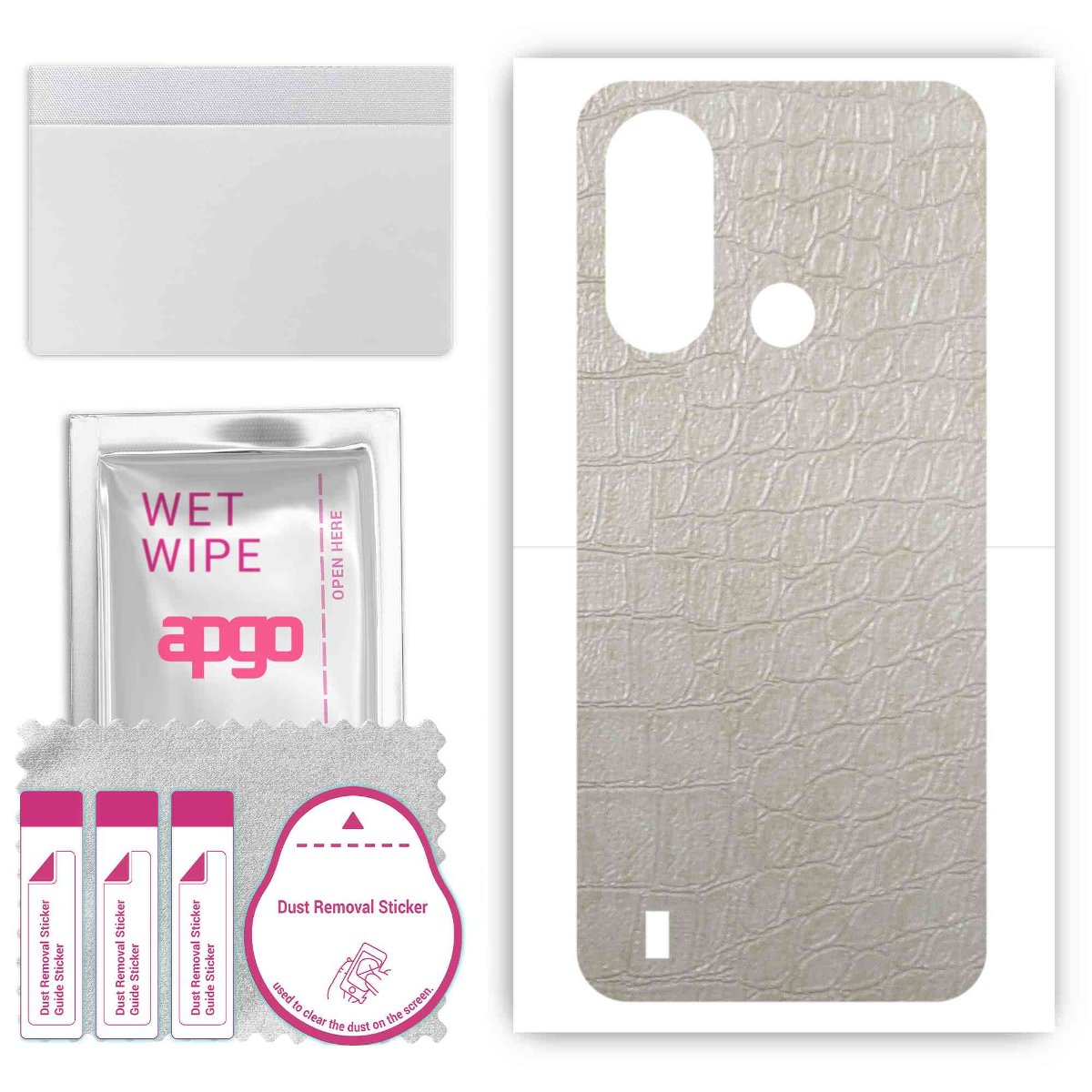 Folia naklejka skórka strukturalna na TYŁ do ZTE Blade L220 -  Skóra Krokodyla Biała - apgo SKINS