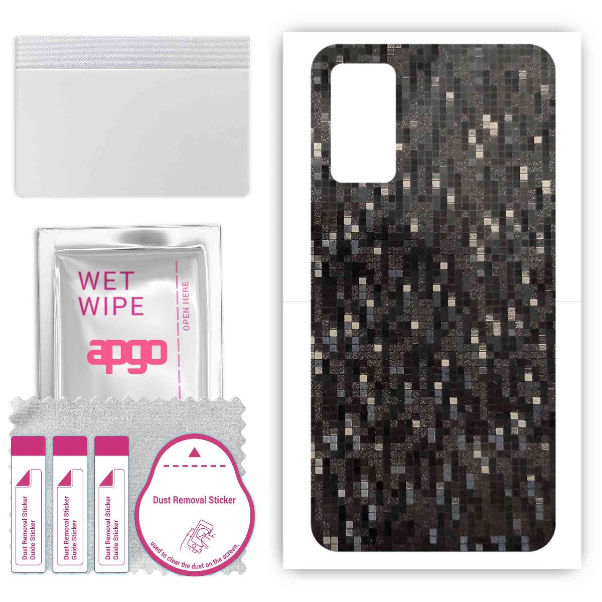 Folia naklejka skórka strukturalna na TYŁ do TCL 406 -  Carbon Pixel Czarny - apgo SKINS