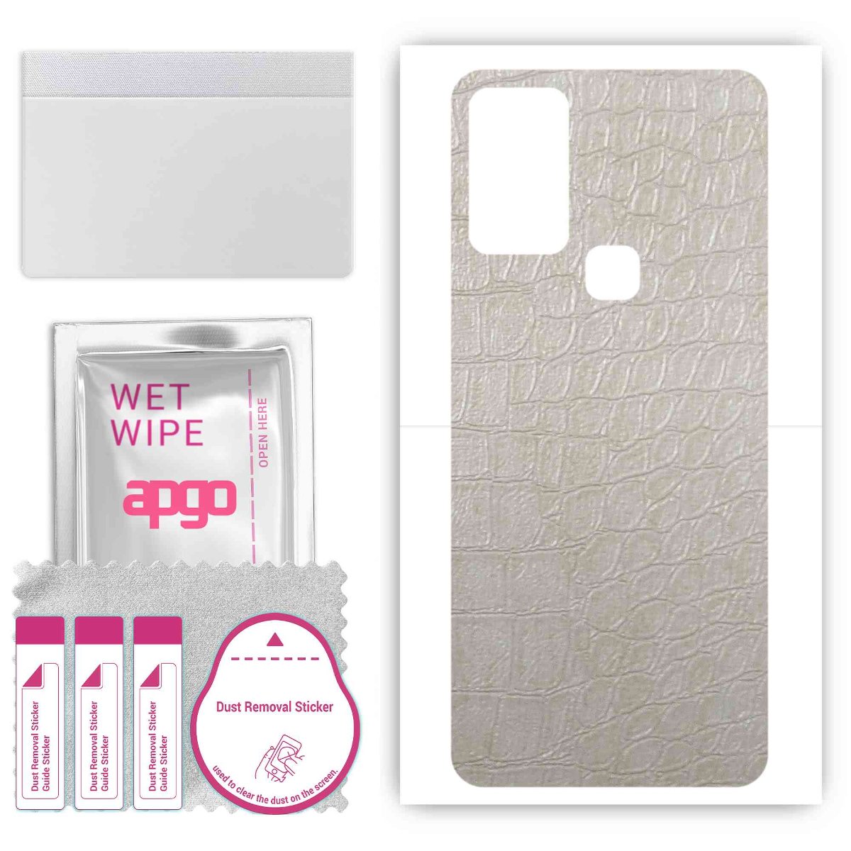 Folia naklejka skórka strukturalna na TYŁ do Infinix Hot 10 Play -  Skóra Krokodyla Biała - apgo SKINS