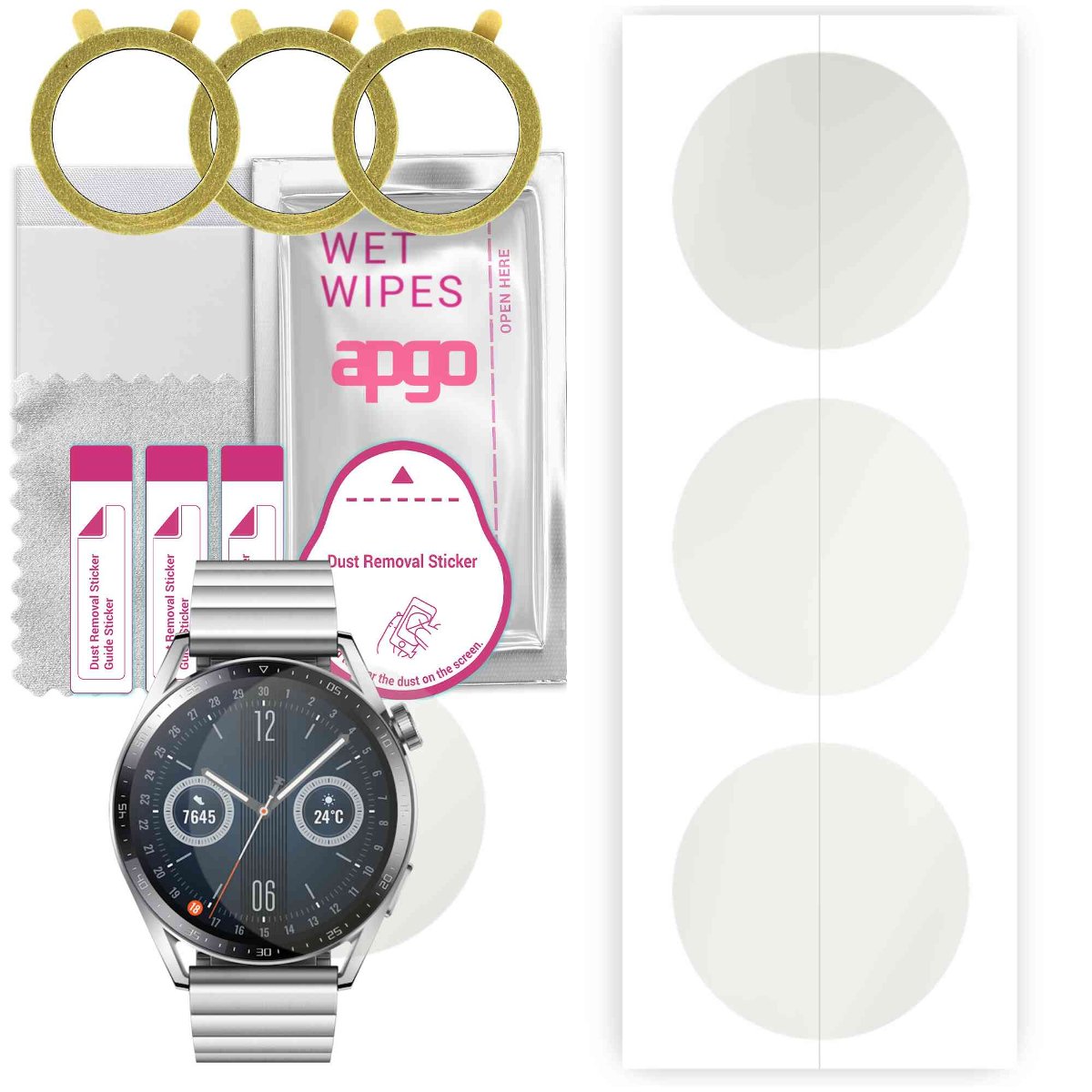 3x Folia hydrożelowa MATOWA do Huawei Watch 3 Elite - apgo Smartwatch Hydrogel MATTE Protection Ochrona na ekran smartwatcha