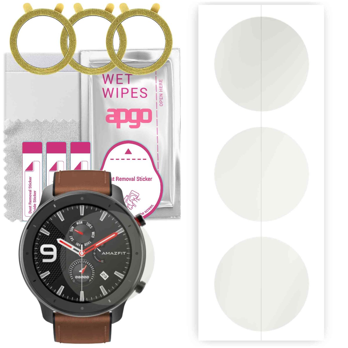 3x Folia hydrożelowa MATOWA do Amazfit GTR (47mm) - apgo Smartwatch Hydrogel MATTE Protection Ochrona na ekran smartwatcha