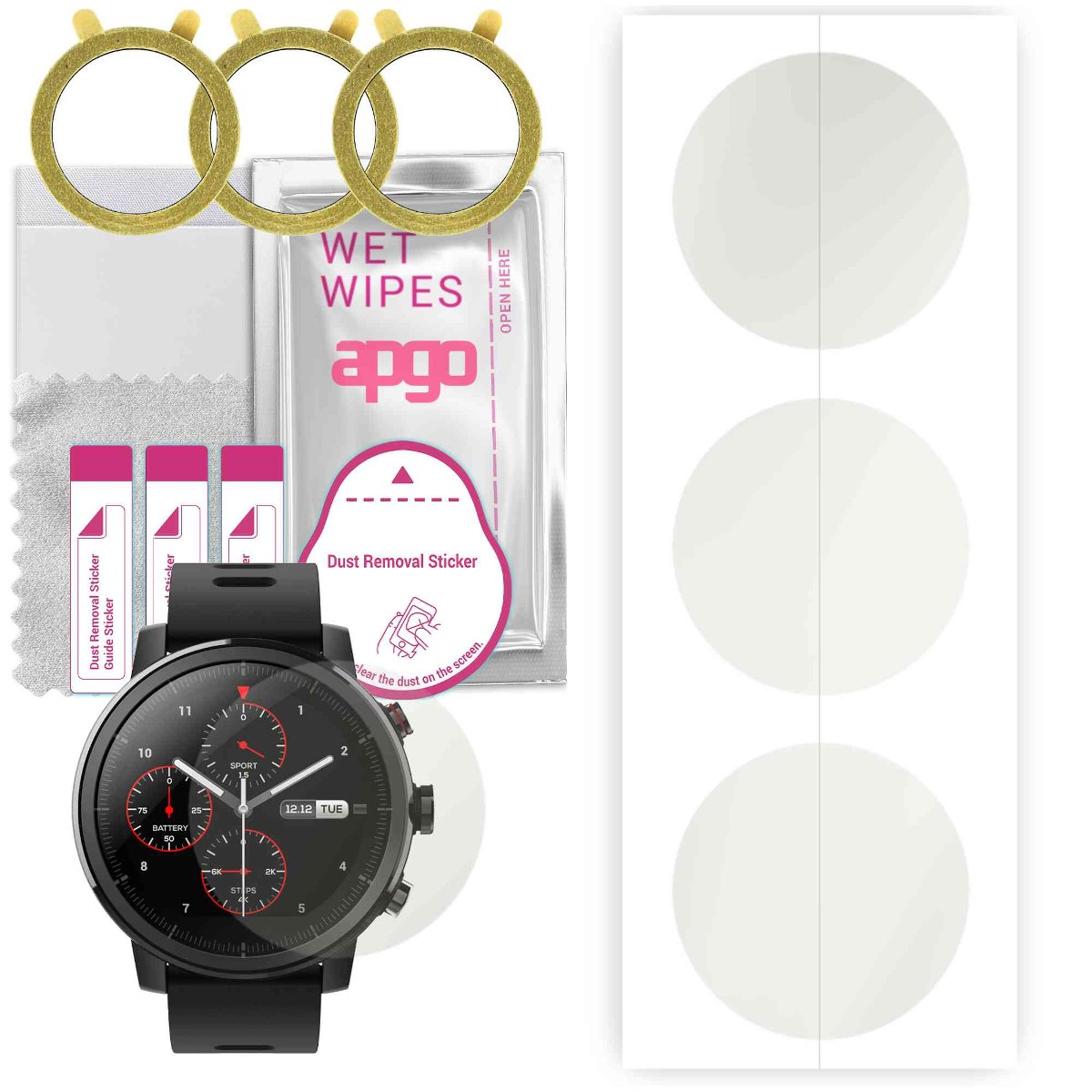 3x Folia hydrożelowa MATOWA do Amazfit Stratos 2 - apgo Smartwatch Hydrogel MATTE Protection Ochrona na ekran smartwatcha