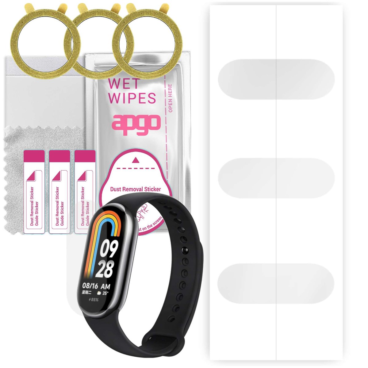 3x Folia hydrożelowa do Xiaomi Mi Band 8 - apgo Smartwatch Hydrogel Protection Ochrona na ekran smartwatcha