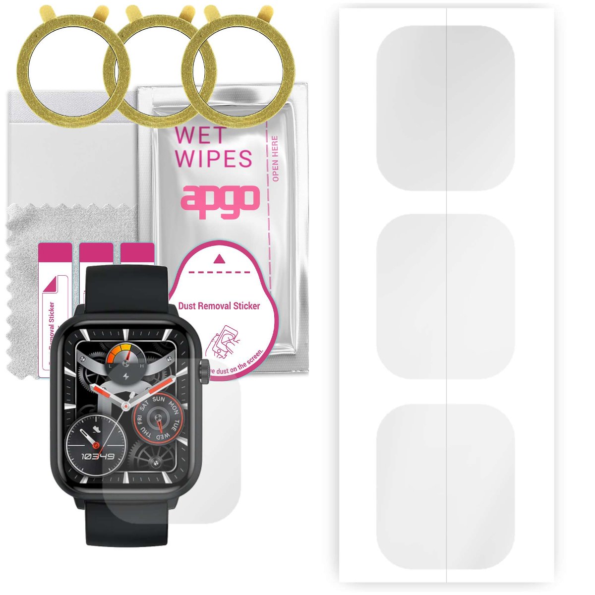 3x Folia hydrożelowa do Colmi C80 - apgo Smartwatch Hydrogel Protection Ochrona na ekran smartwatcha
