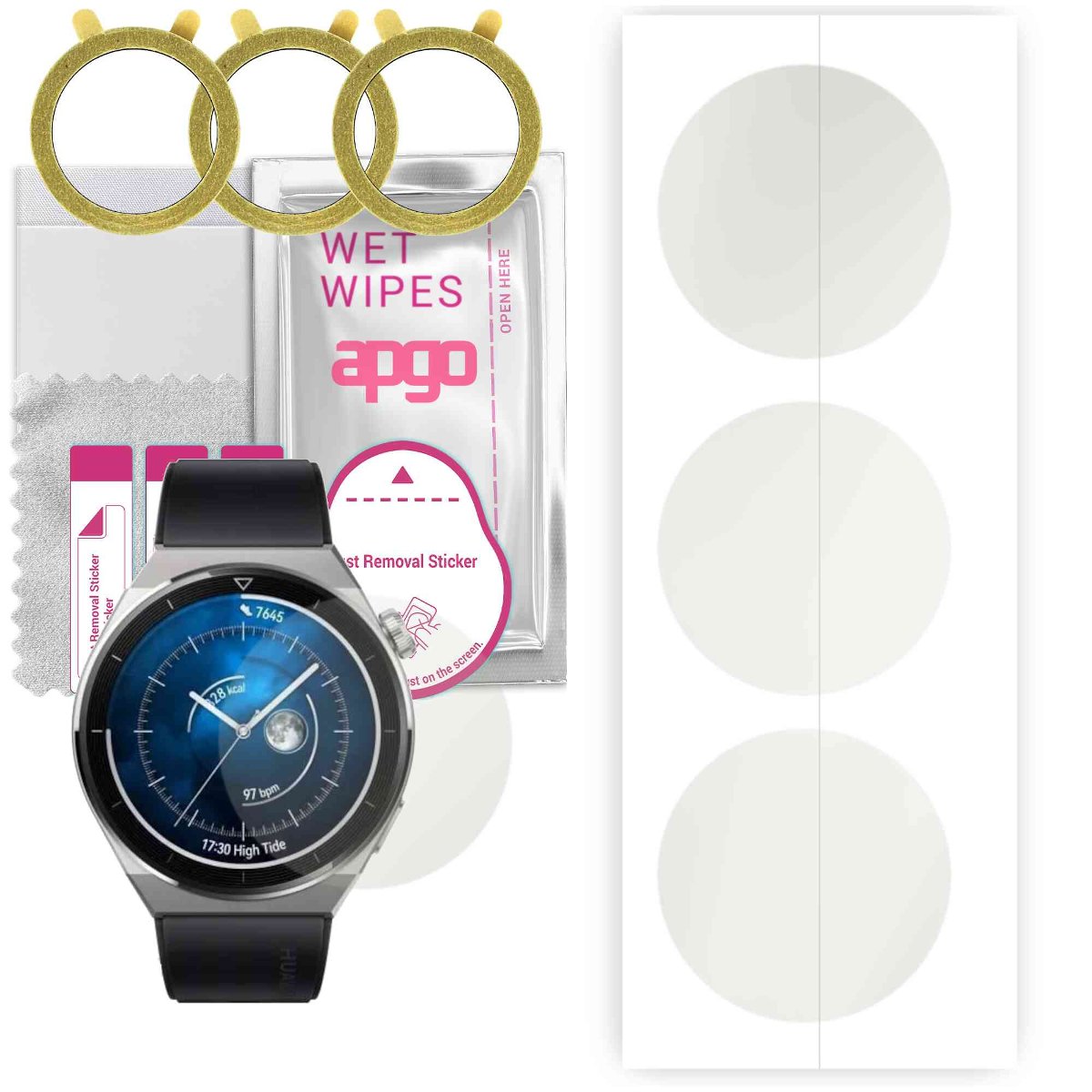 3x Folia hydrożelowa MATOWA do Huawei Watch GT 3 Pro Sport 46mm - apgo Smartwatch Hydrogel MATTE Protection Ochrona na ekran smartwatcha
