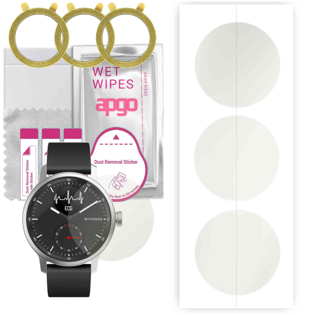 3x Folia hydrożelowa MATOWA do Withings HWA09 42mm - apgo Smartwatch Hydrogel MATTE Protection Ochrona na ekran smartwatcha