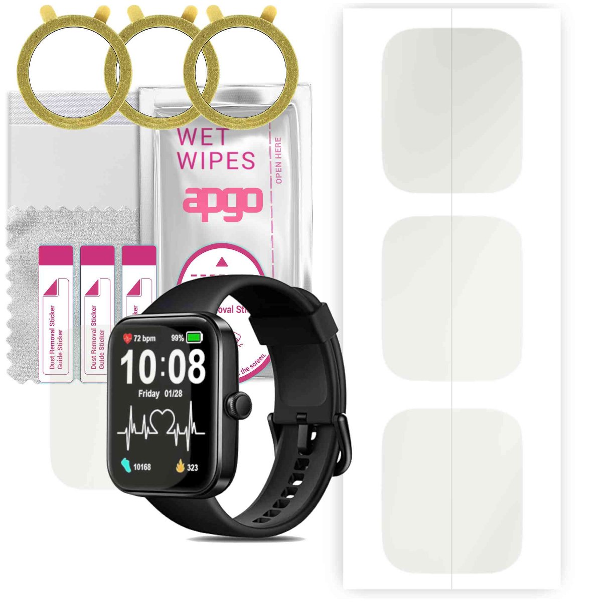 3x Folia hydrożelowa MATOWA do Gydom ID207  - apgo Smartwatch Hydrogel MATTE Protection Ochrona na ekran smartwatcha
