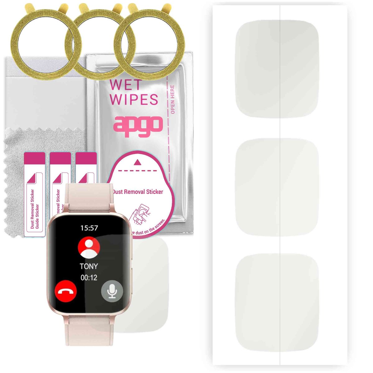 3x Folia hydrożelowa MATOWA do DT NO.1 DT93 - apgo Smartwatch Hydrogel MATTE Protection Ochrona na ekran smartwatcha