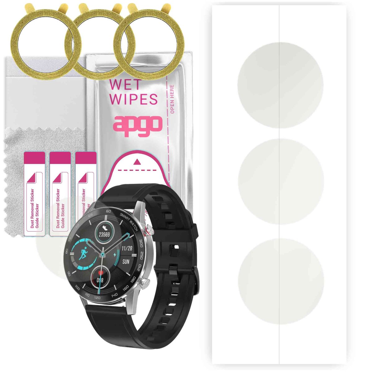3x Folia hydrożelowa MATOWA do DT NO.1 DT95 - apgo Smartwatch Hydrogel MATTE Protection Ochrona na ekran smartwatcha