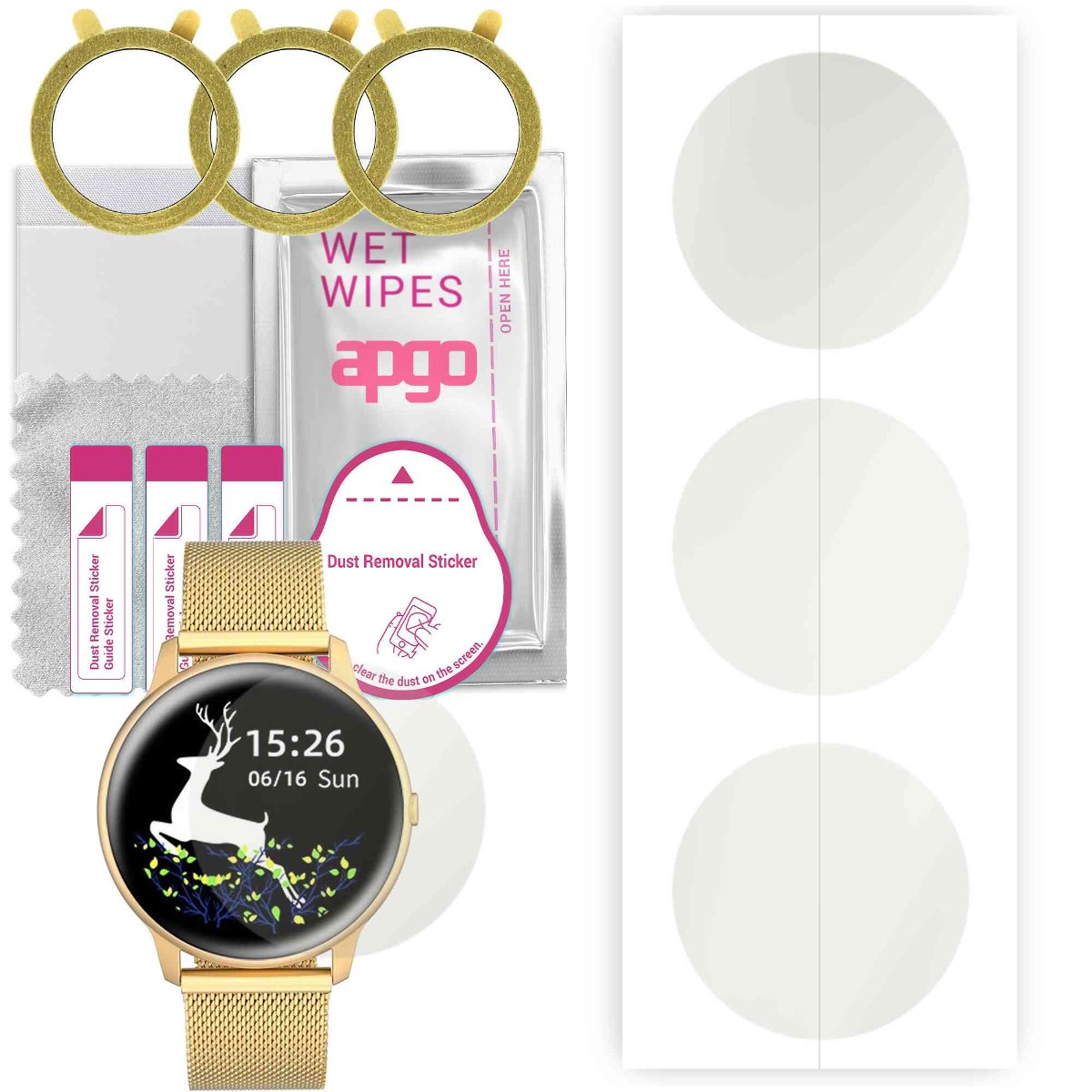 3x Folia hydrożelowa MATOWA do G.Rossi SW015 - apgo Smartwatch Hydrogel MATTE Protection Ochrona na ekran smartwatcha