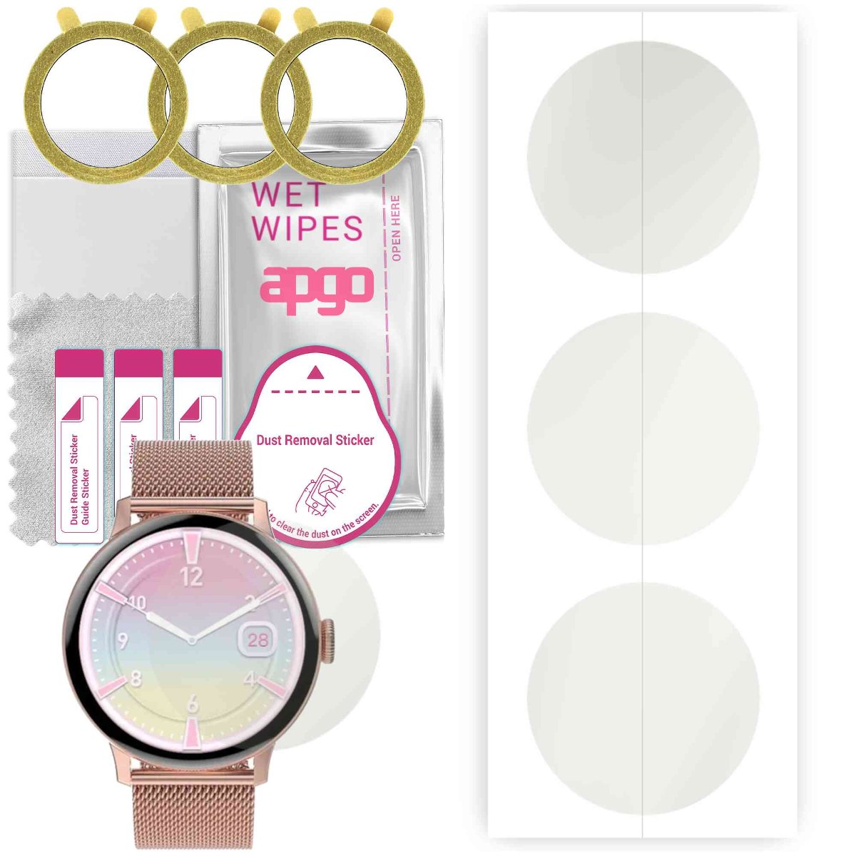 3x Folia hydrożelowa MATOWA do Smartwatch DT2 - apgo Smartwatch Hydrogel MATTE Protection Ochrona na ekran smartwatcha