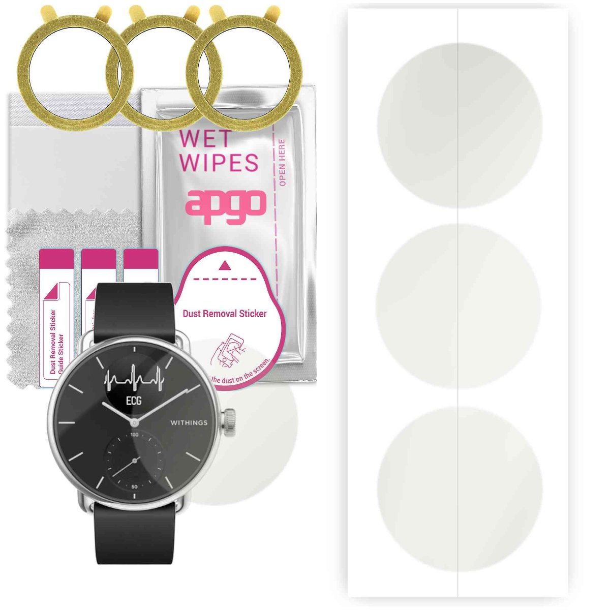 3x Folia hydrożelowa MATOWA do Withings ScanWatch - apgo Smartwatch Hydrogel MATTE Protection Ochrona na ekran smartwatcha