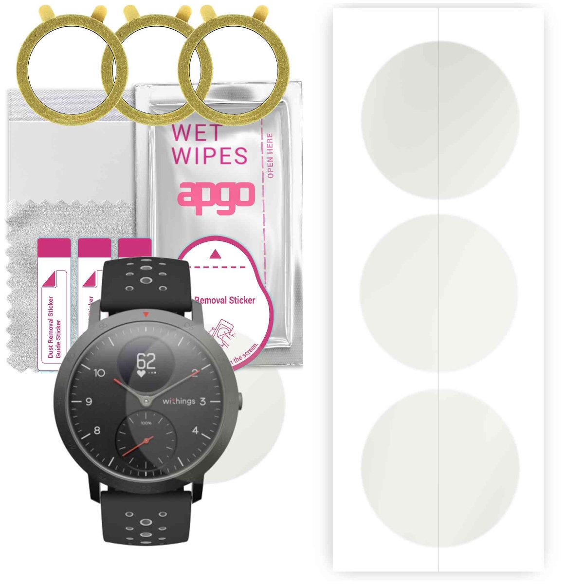 3x Folia hydrożelowa MATOWA do Withings Activite Steel HR Sport - apgo Smartwatch Hydrogel MATTE Protection Ochrona na ekran smartwatcha