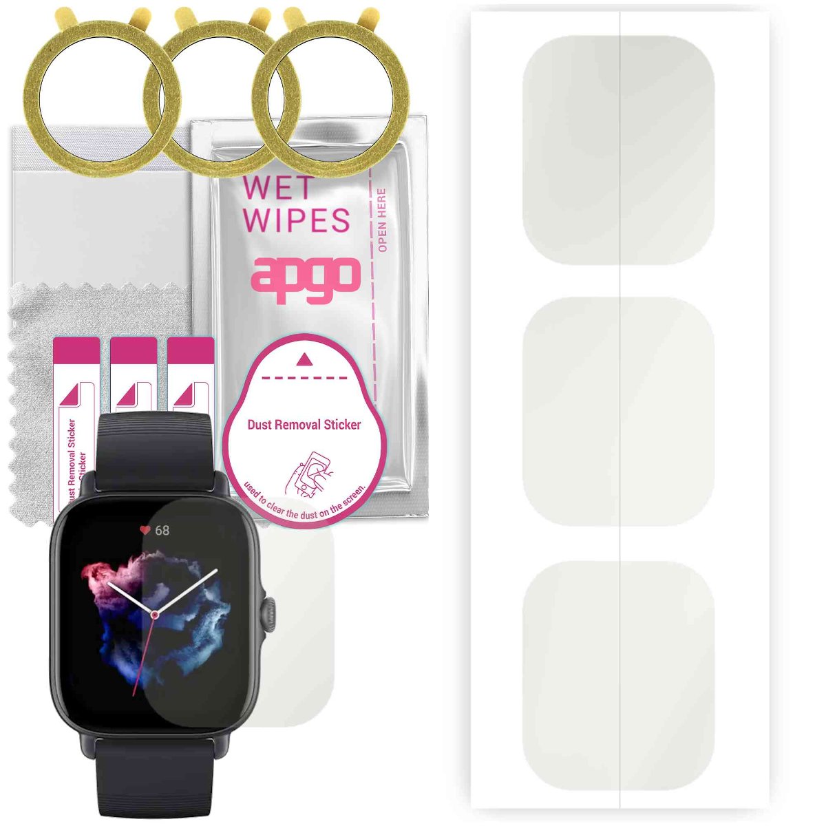3x Folia hydrożelowa MATOWA do Amazfit GTS 3 - apgo Smartwatch Hydrogel MATTE Protection Ochrona na ekran smartwatcha