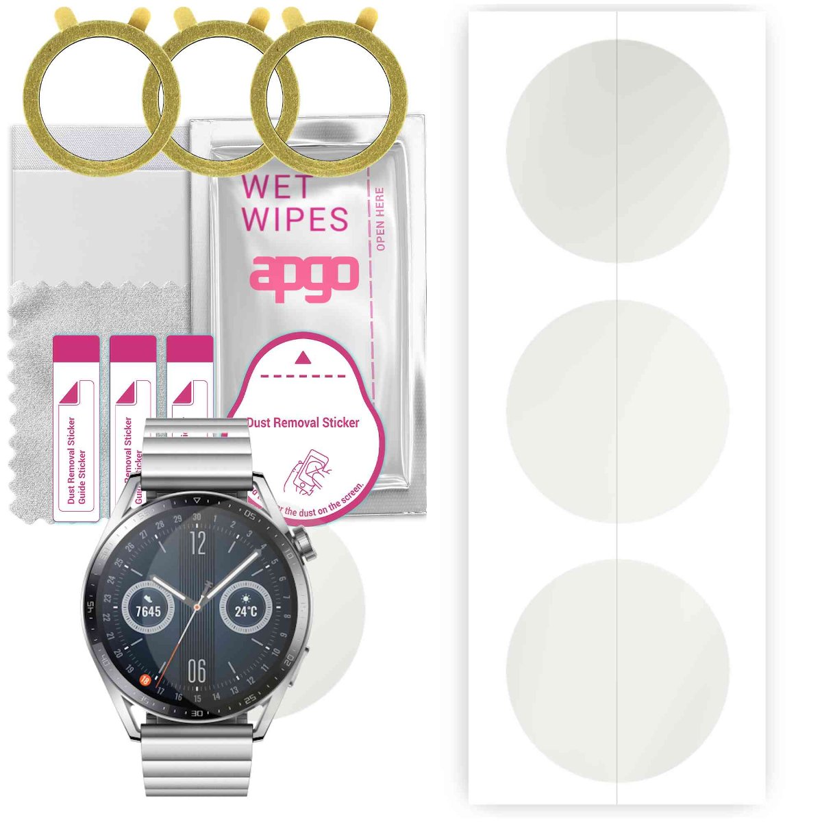 3x Folia hydrożelowa MATOWA do Huawei Watch GT 3 46mm Elite - apgo Smartwatch Hydrogel MATTE Protection Ochrona na ekran smartwatcha