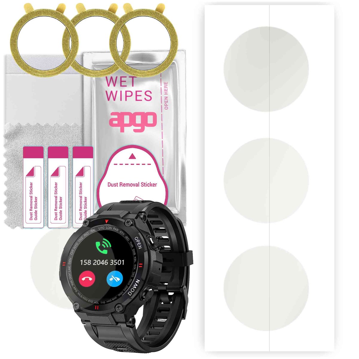 3x Folia hydrożelowa MATOWA do CyberDyer DWTC21 men  - apgo Smartwatch Hydrogel MATTE Protection Ochrona na ekran smartwatcha