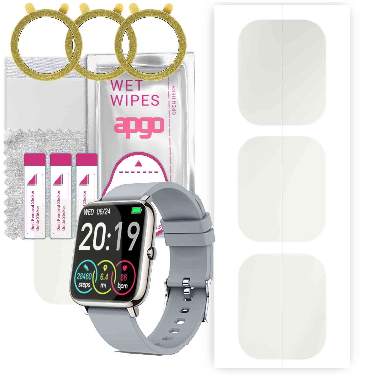 3x Folia hydrożelowa MATOWA do Rinsmola P22D  - apgo Smartwatch Hydrogel MATTE Protection Ochrona na ekran smartwatcha