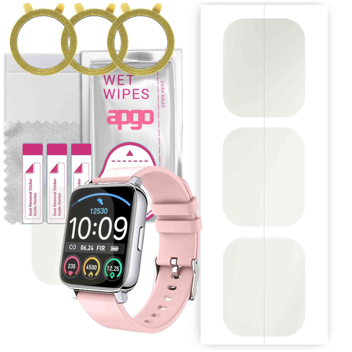 3x Folia hydrożelowa MATOWA do Rinsmola P36B  - apgo Smartwatch Hydrogel MATTE Protection Ochrona na ekran smartwatcha