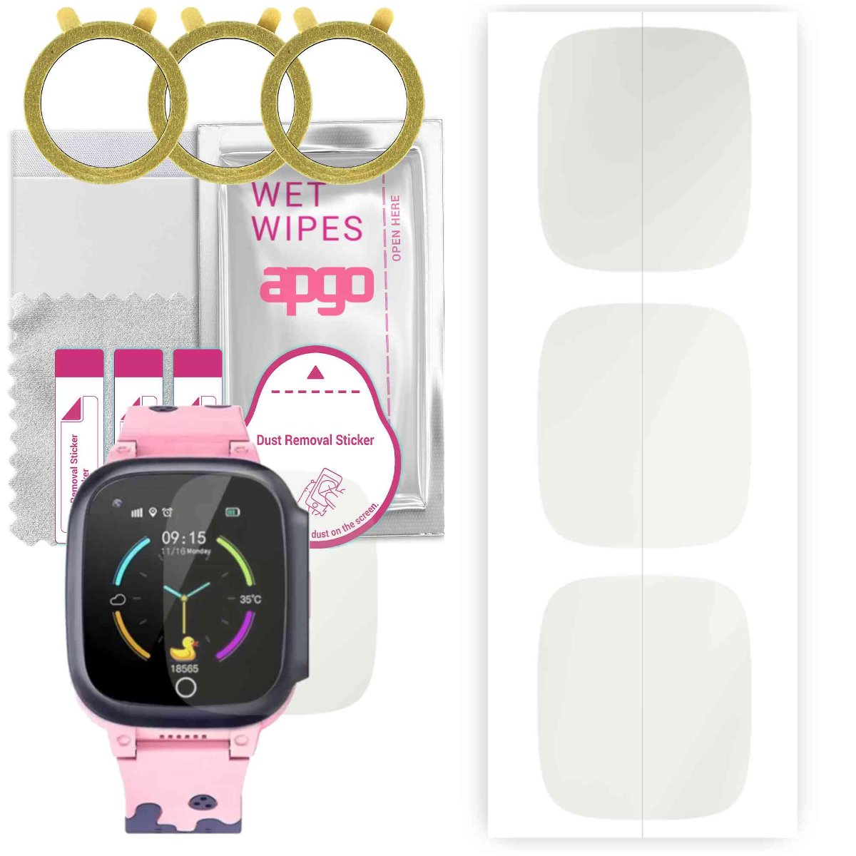 3x Folia hydrożelowa MATOWA do Rubicon RNCE77 - apgo Smartwatch Hydrogel MATTE Protection Ochrona na ekran smartwatcha
