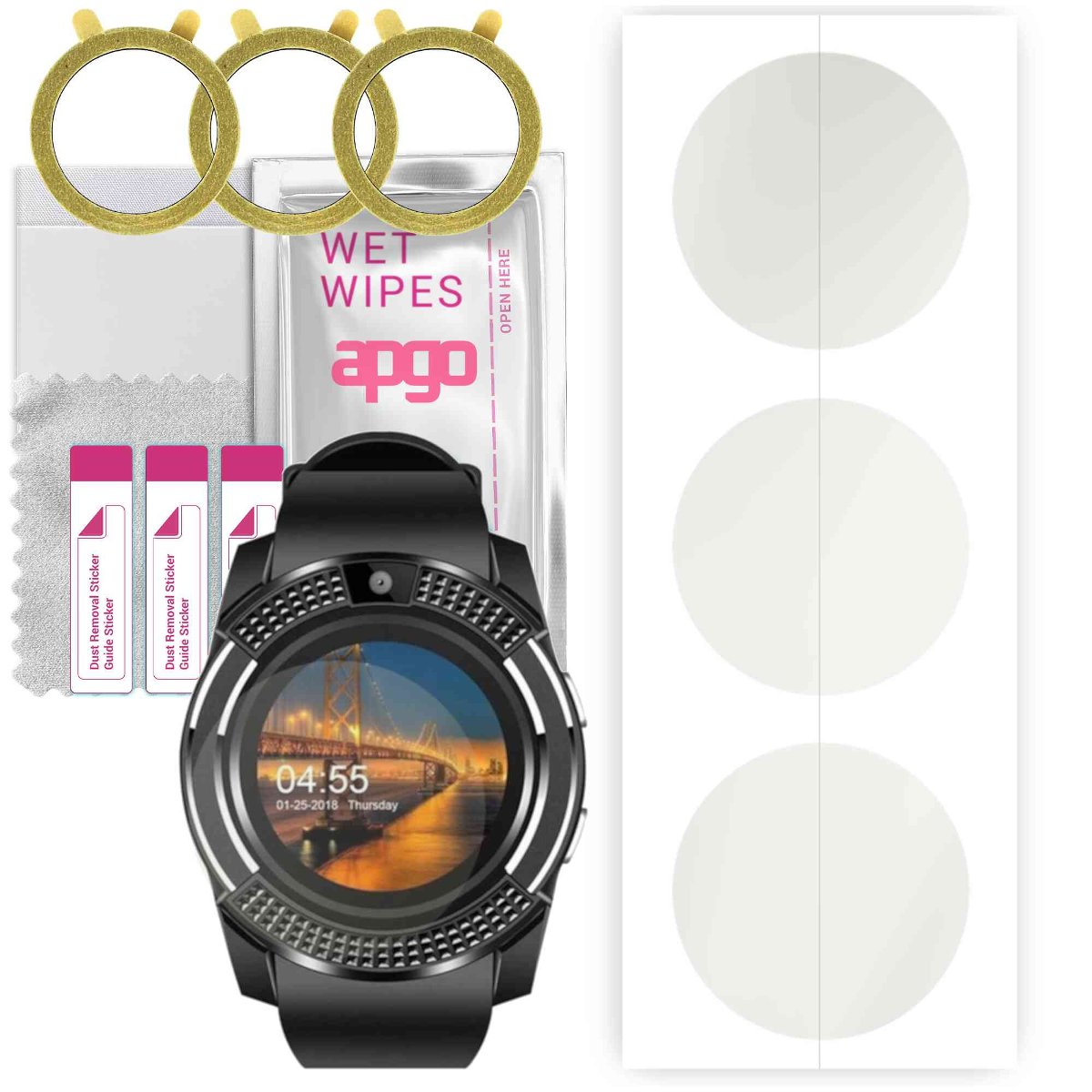 3x Folia hydrożelowa MATOWA do Smartwatch V8 - apgo Smartwatch Hydrogel MATTE Protection Ochrona na ekran smartwatcha