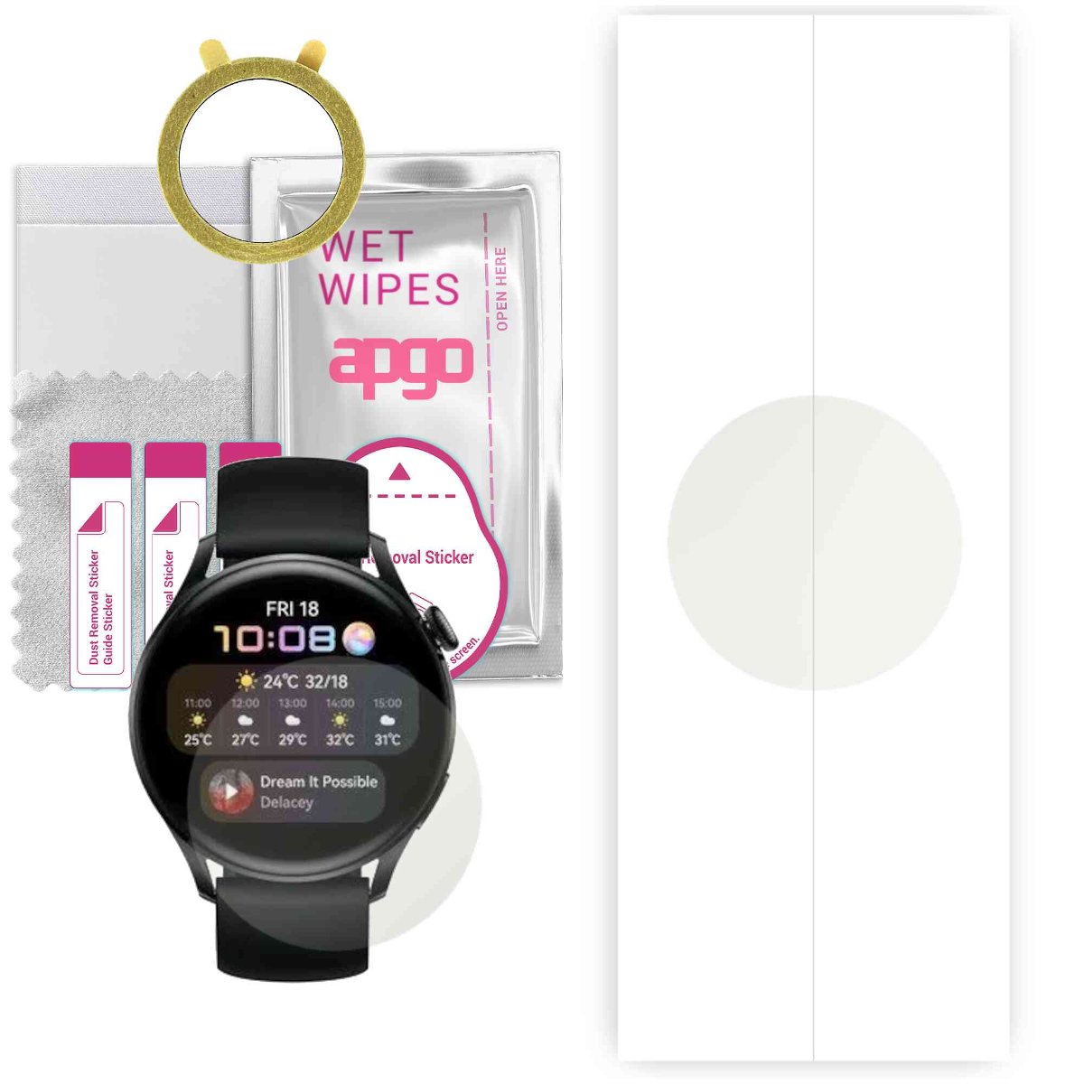 1x Folia hydrożelowa MATOWA do Huawei Watch 3 - apgo Smartwatch Hydrogel MATTE Protection Ochrona na ekran smartwatcha