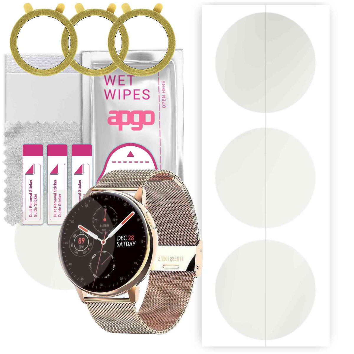 3x Folia hydrożelowa MATOWA do Pacific Rose-Gold PC00133 - apgo Smartwatch Hydrogel MATTE Protection Ochrona na ekran smartwatcha