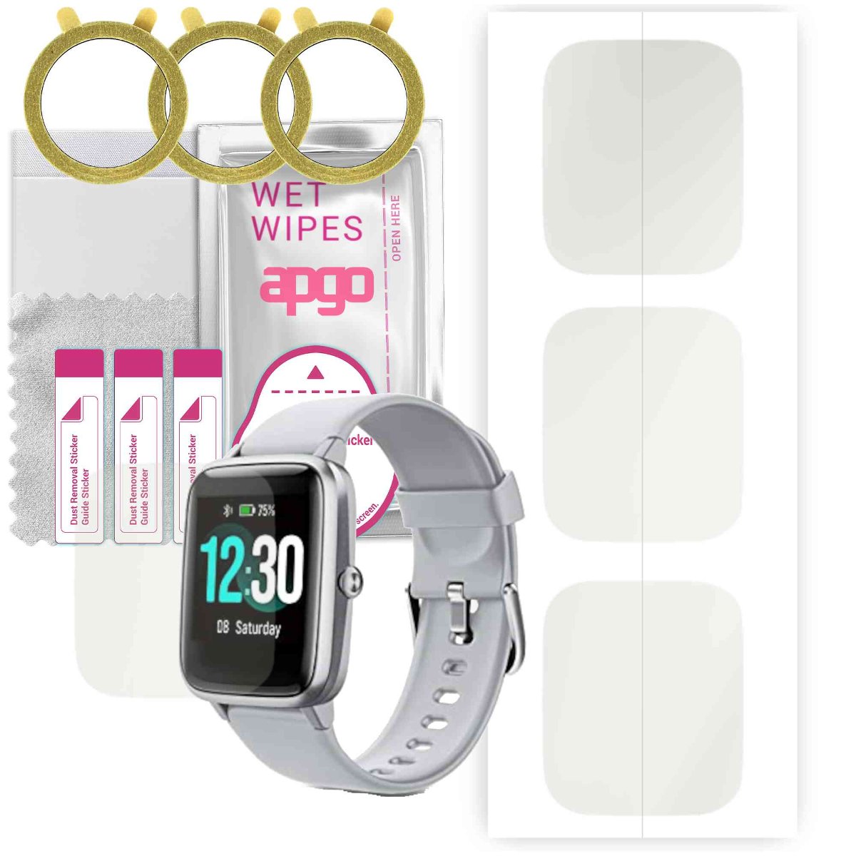 3x Folia hydrożelowa MATOWA do Fitpolo BEU-ID205L-Gery - apgo Smartwatch Hydrogel MATTE Protection Ochrona na ekran smartwatcha