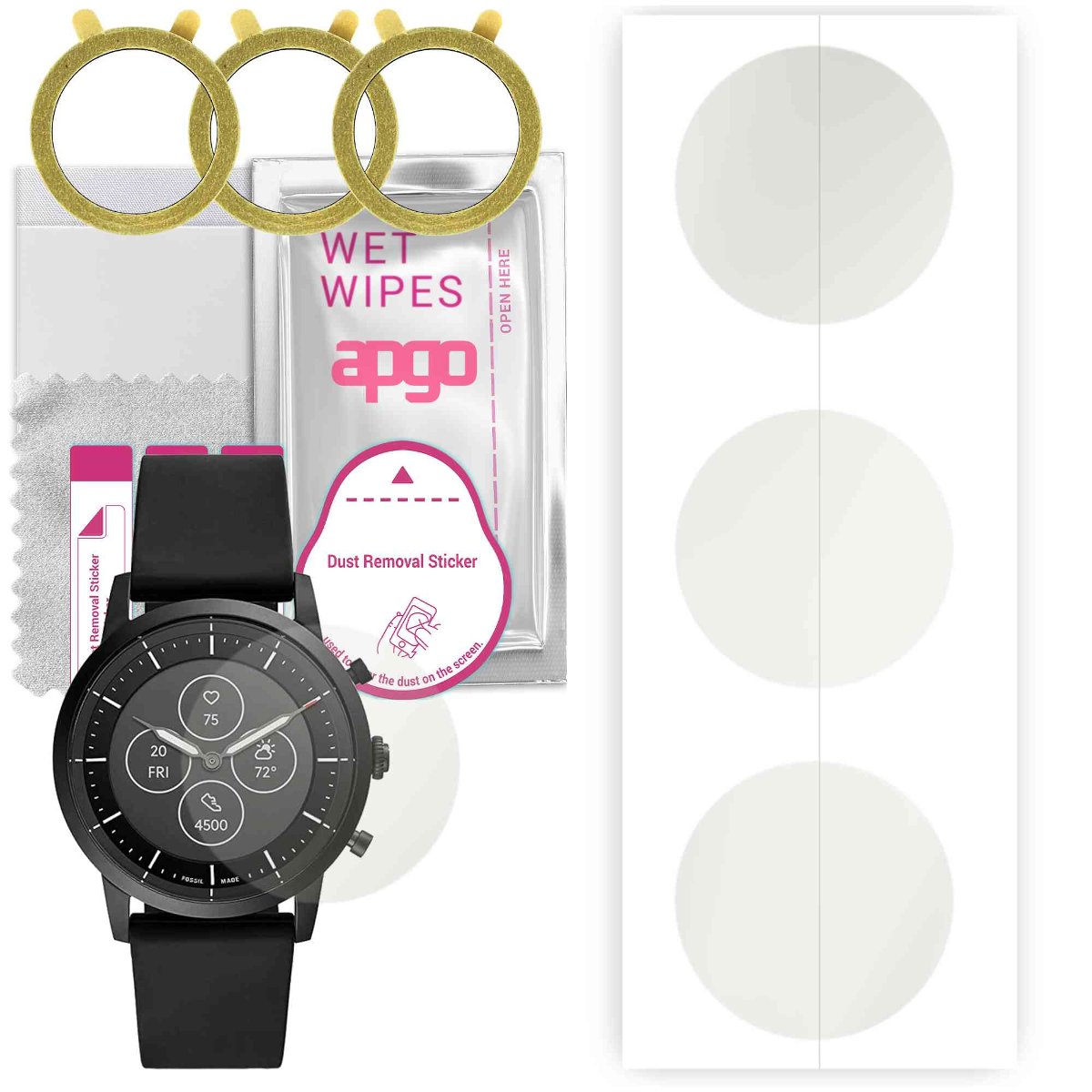 3x Folia hydrożelowa MATOWA do Fossil Hybrid HR Collider FTW7010 - apgo Smartwatch Hydrogel MATTE Protection Ochrona na ekran smartwatcha