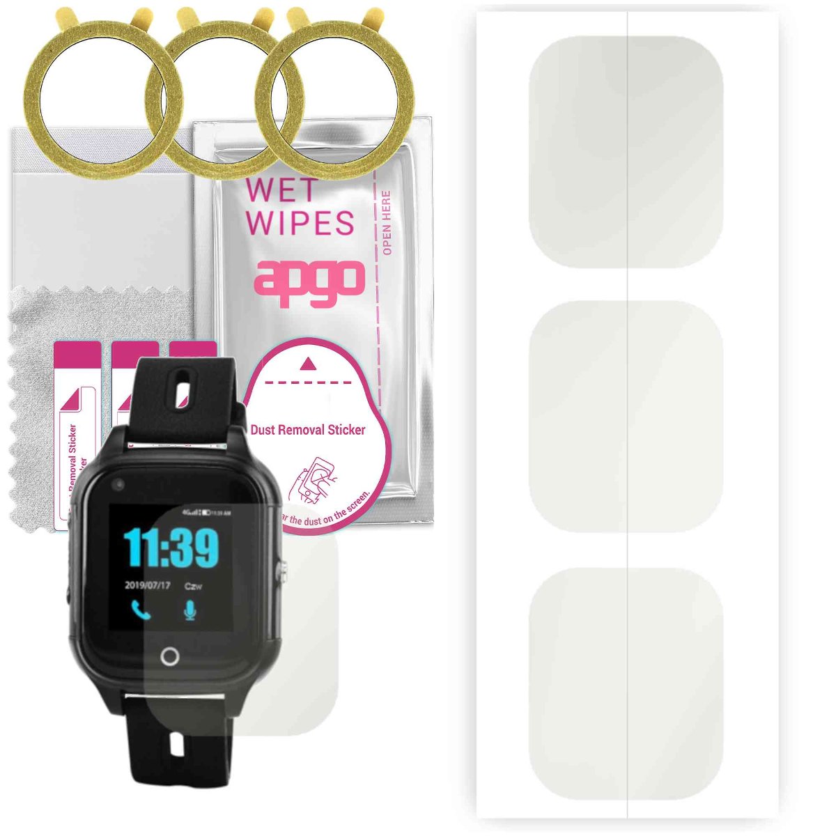 3x Folia hydrożelowa MATOWA do GoGPS FA28S 4G - apgo Smartwatch Hydrogel MATTE Protection Ochrona na ekran smartwatcha