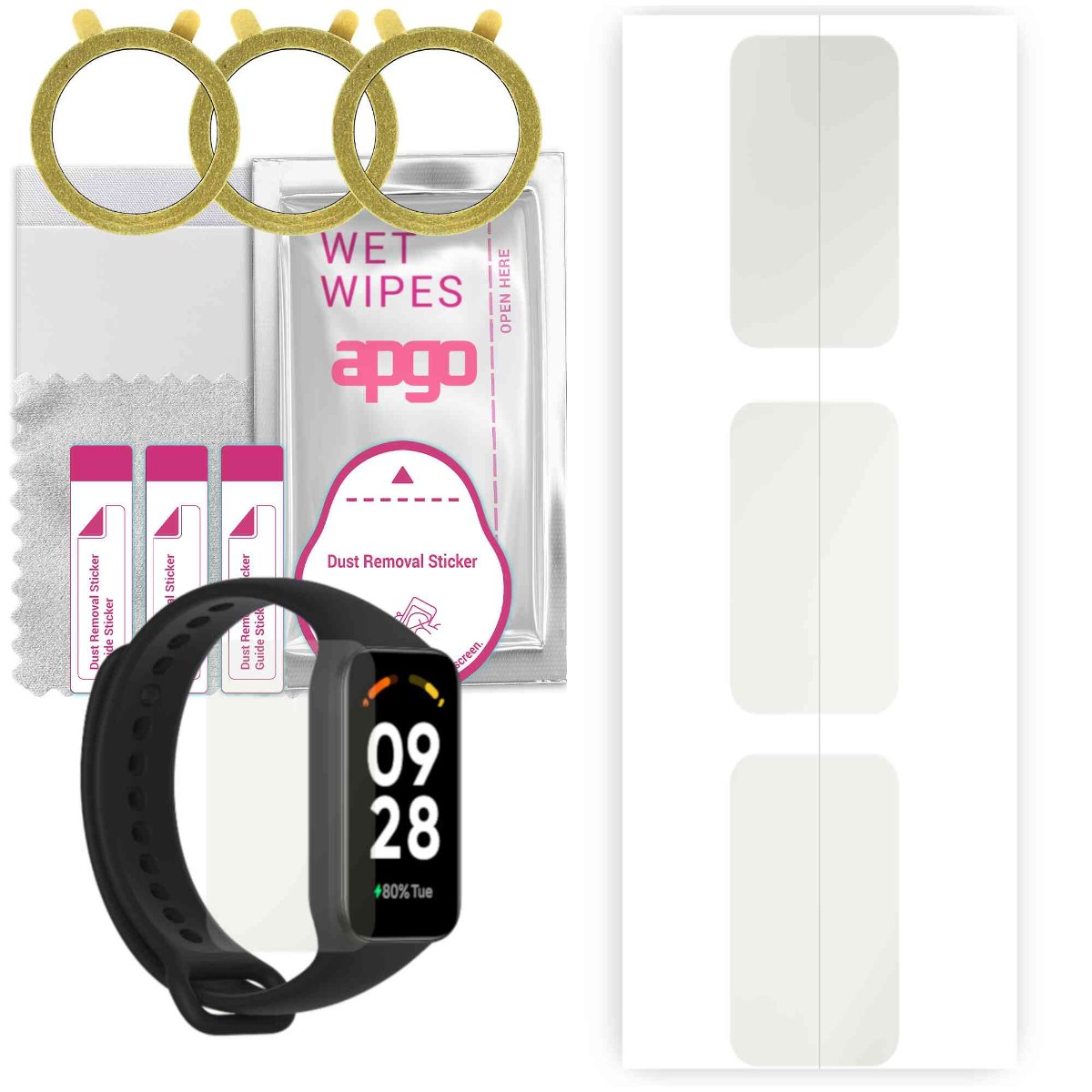 3x Folia hydrożelowa MATOWA do Redmi Smart Band 2 - apgo Smartwatch Hydrogel MATTE Protection Ochrona na ekran smartwatcha