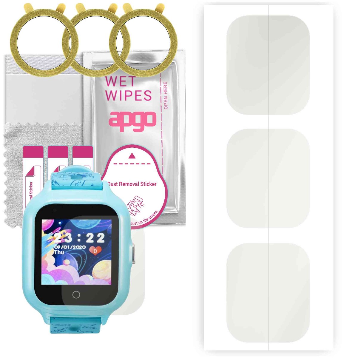 3x Folia hydrożelowa MATOWA do Garett Kids Space 4G - apgo Smartwatch Hydrogel MATTE Protection Ochrona na ekran smartwatcha