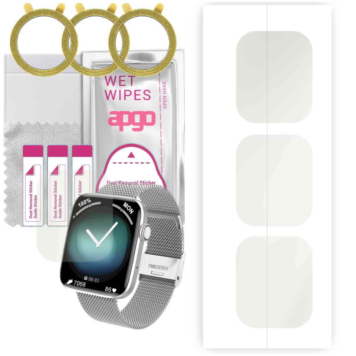 3x Folia hydrożelowa MATOWA do DT NO.1 DT1 - apgo Smartwatch Hydrogel MATTE Protection Ochrona na ekran smartwatcha