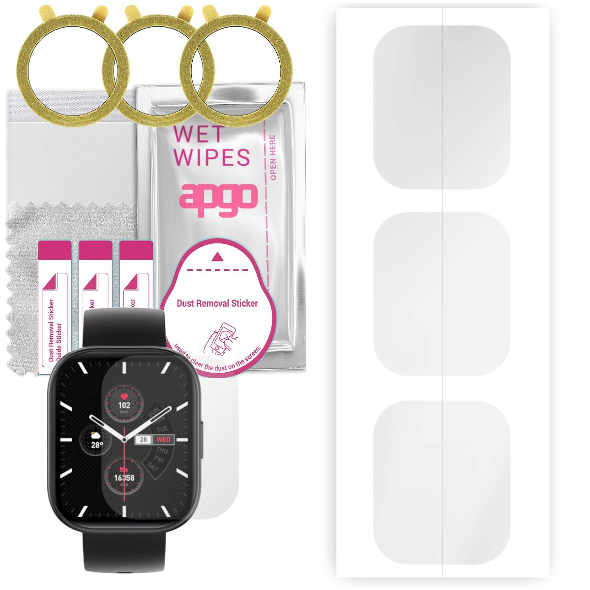 3x Folia hydrożelowa do Colmi P68 - apgo Smartwatch Hydrogel Protection Ochrona na ekran smartwatcha