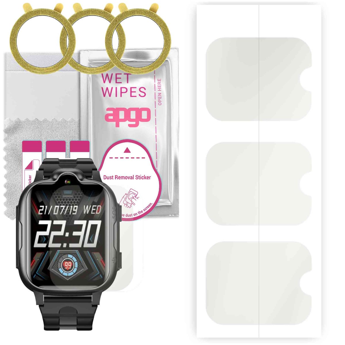 3x Folia hydrożelowa MATOWA do Bemi Play 4G - apgo Smartwatch Hydrogel MATTE Protection Ochrona na ekran smartwatcha