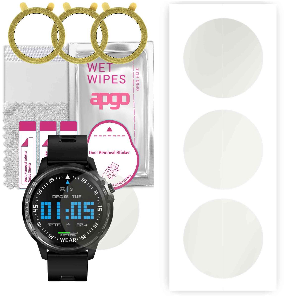 3x Folia hydrożelowa MATOWA do Pacific Black PC00124 - apgo Smartwatch Hydrogel MATTE Protection Ochrona na ekran smartwatcha
