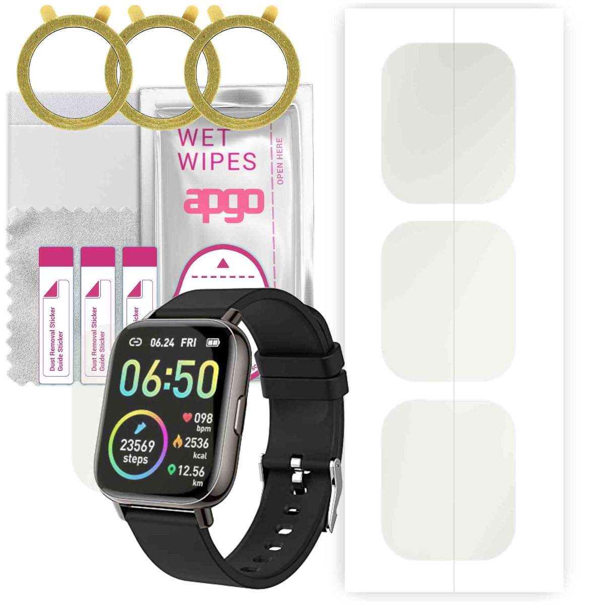 3x Folia hydrożelowa MATOWA do Motast P32  - apgo Smartwatch Hydrogel MATTE Protection Ochrona na ekran smartwatcha